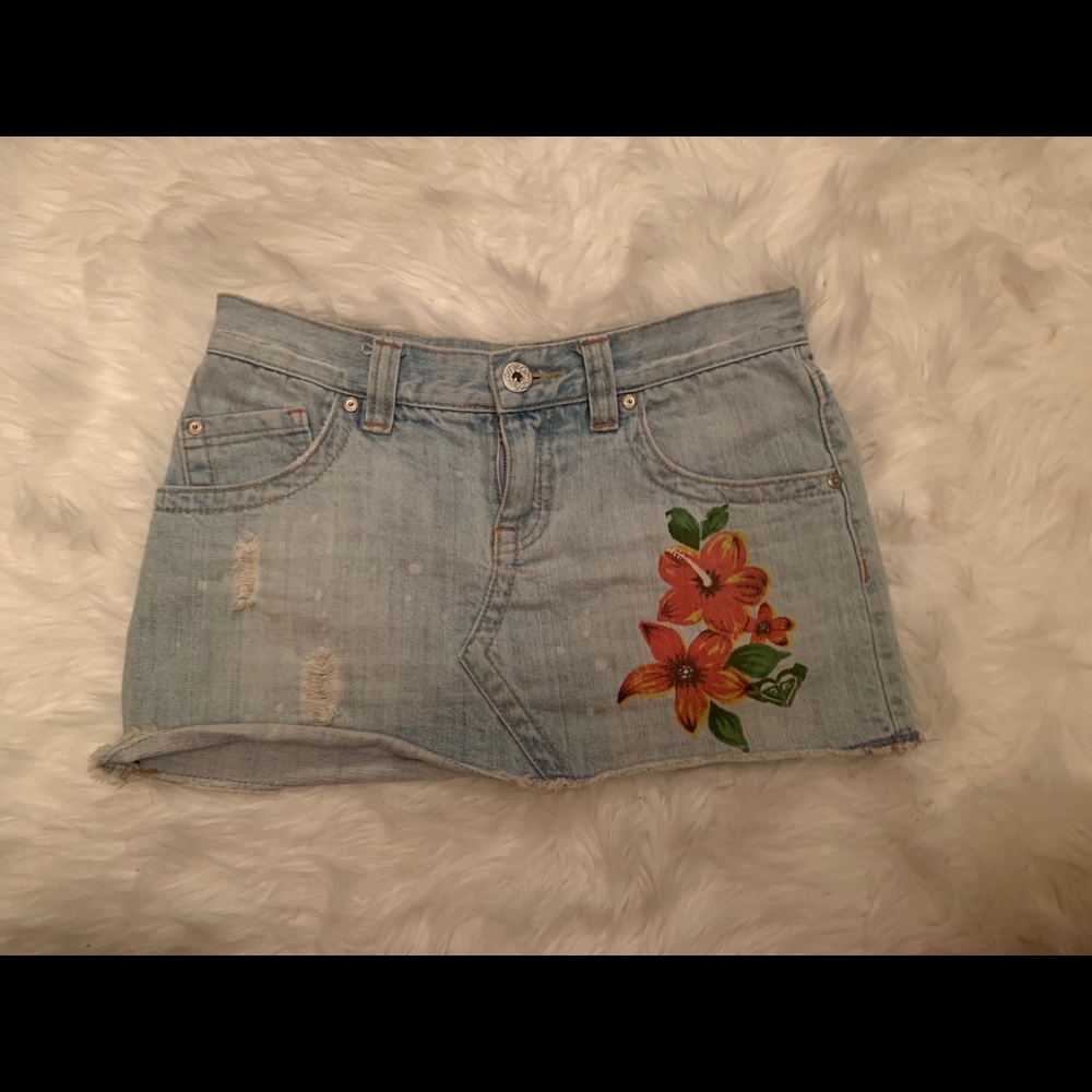Roxy denim mini skirt washed color